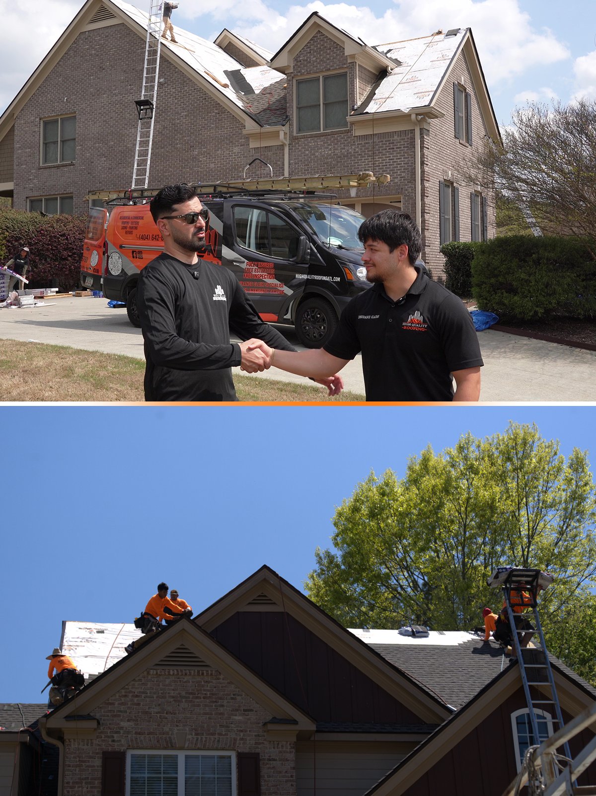 High Quality Roofing team at work on a residential roof